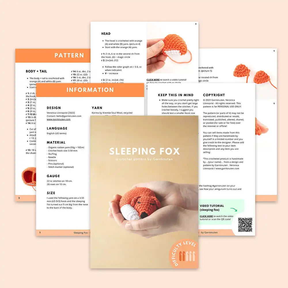 Sleeping Fox | Crochet amigurumi PDF pattern