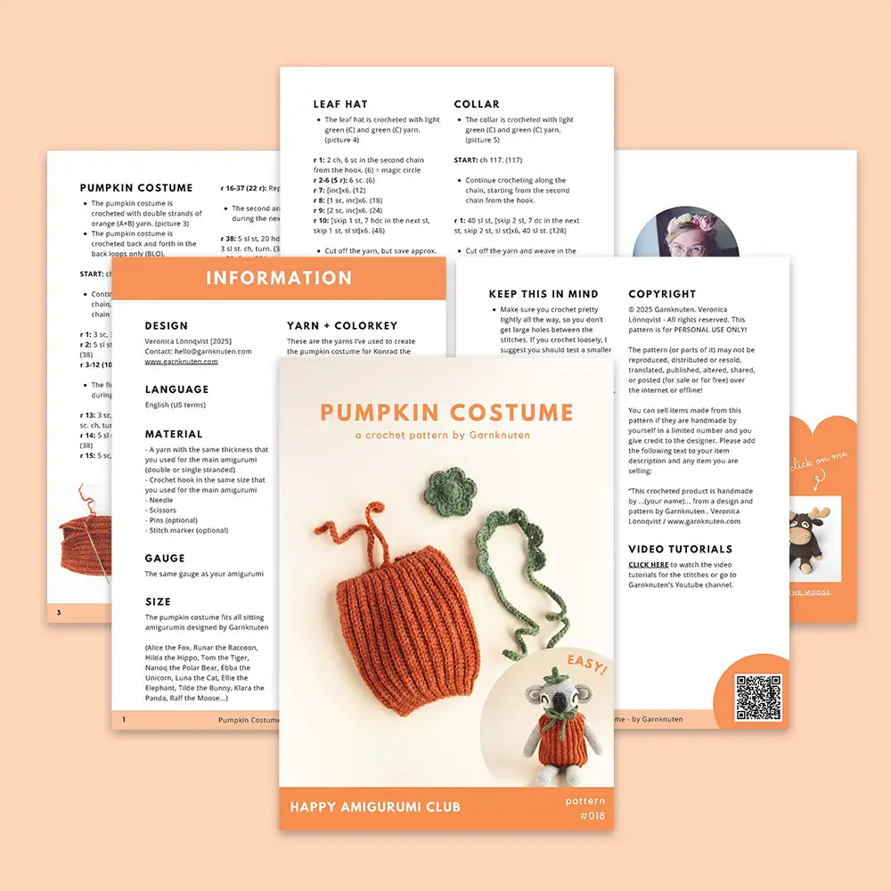 #018 Pumpkin Costume | Crochet amigurumi PDF pattern