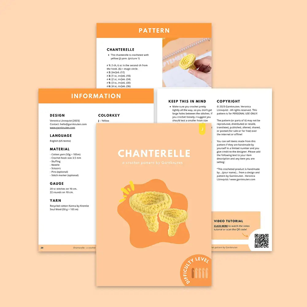 Chanterelle | Crochet amigurumi PDF pattern (no-sew)