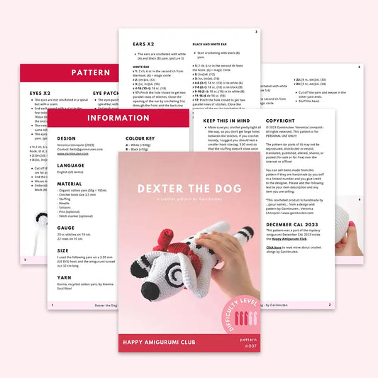 #007 Dexter the Dog | Crochet amigurumi PDF pattern