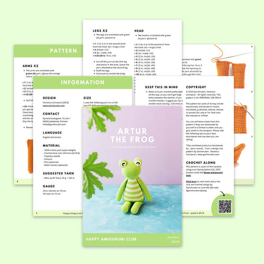 #014 Artur the Frog | Crochet amigurumi PDF pattern