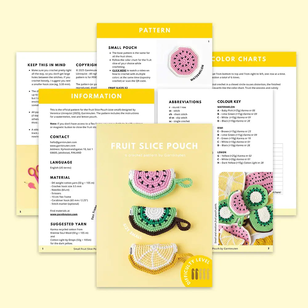 Small Fruit Slice Pouch | Crochet PDF pattern