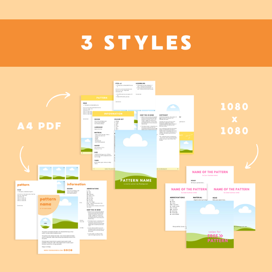 3 Crochet Pattern Template Pack