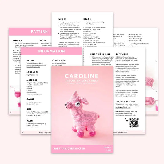#009 Caroline the Cotton Candy Sheep | Crochet amigurumi PDF pattern