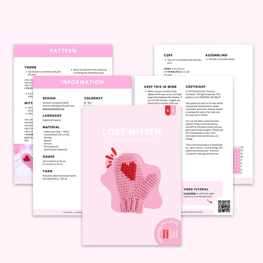 Lost mini mitten | Crochet amigurumi PDF pattern