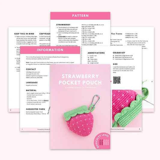 Strawberry Pocket Pouch | Crochet PDF pattern