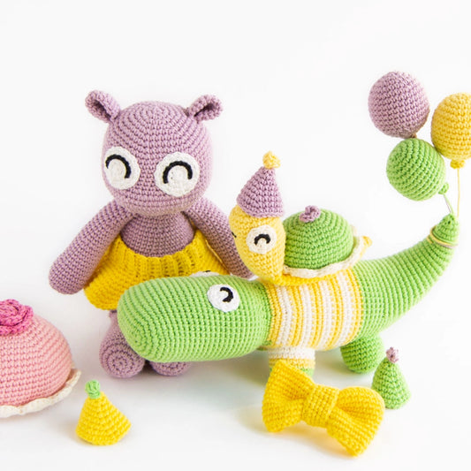 Birthday bundle (hippo, crocodile, snail) | Crochet amigurumi PDF pattern