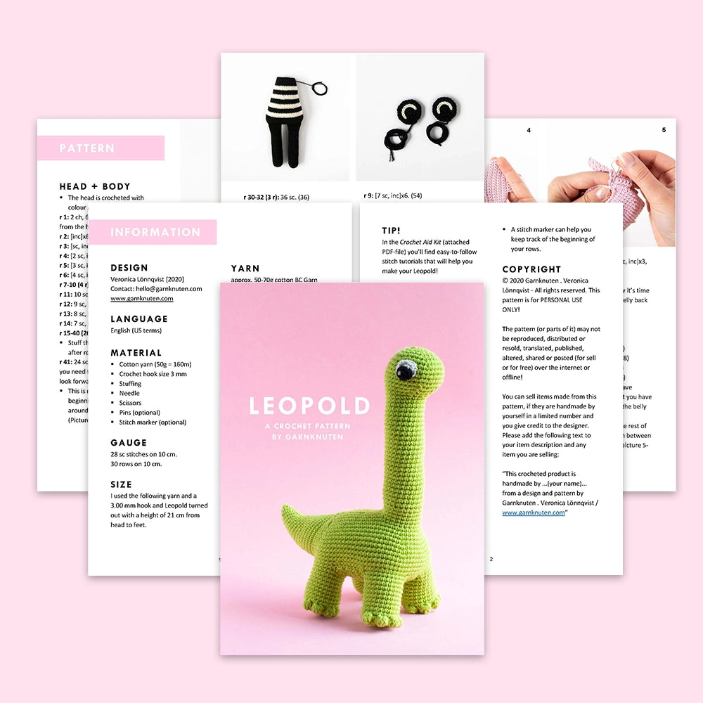 Leopold the dinosaur | Crochet amigurumi PDF pattern