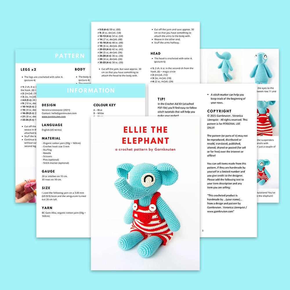 Ellie the elephant | Crochet amigurumi PDF pattern