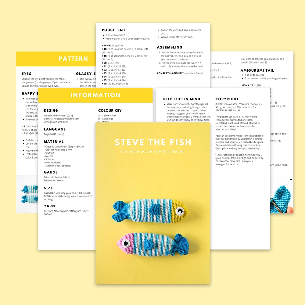 Steve the fish | Crochet amigurumi PDF pattern
