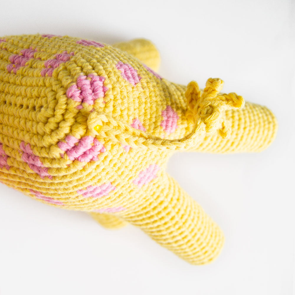 yellow and pink crochet amigurumi giraffe PDF pattern