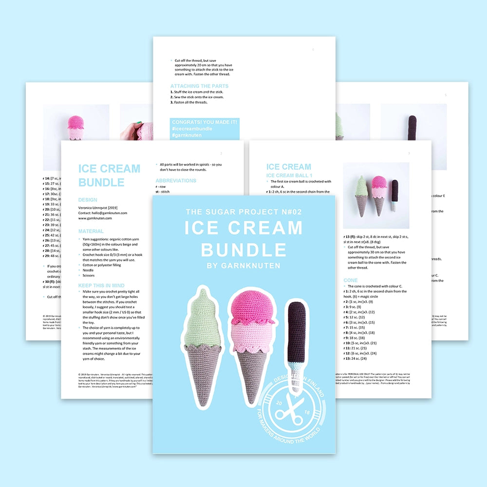 Ice cream bundle | Crochet amigurumi PDF pattern