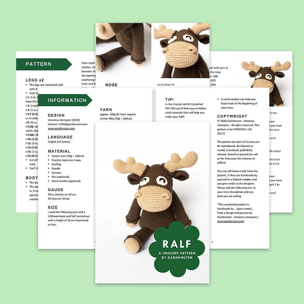 Ralf the moose | crochet amigurumi PDF pattern