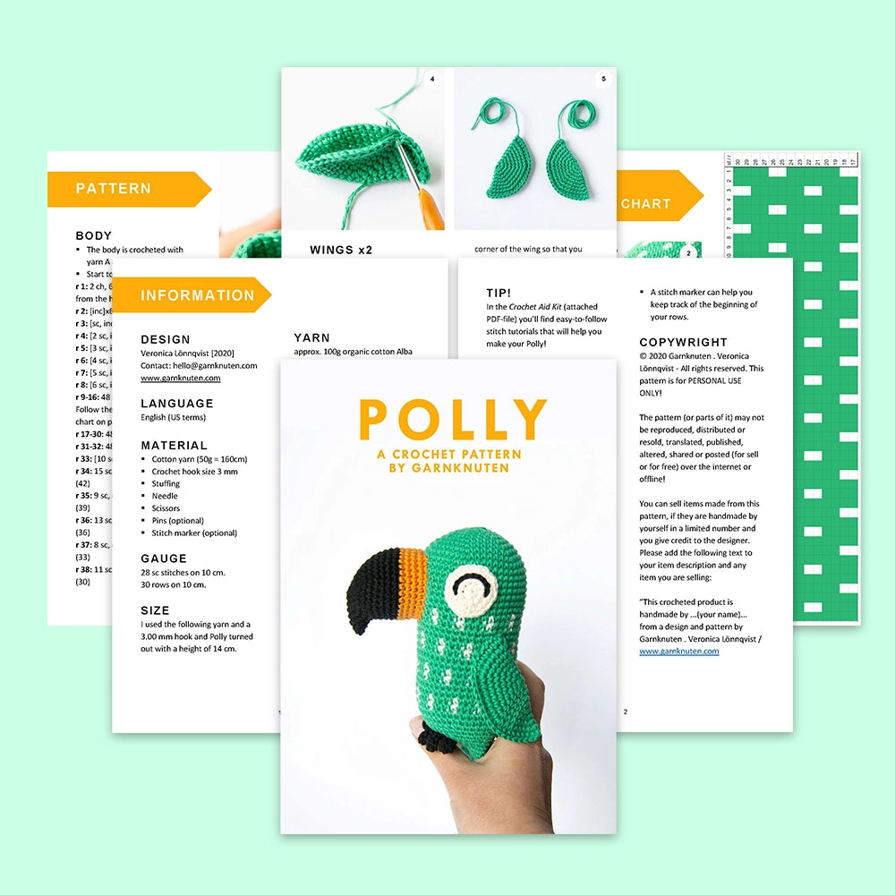 Polly the parrot | crochet amigurumi PDF pattern