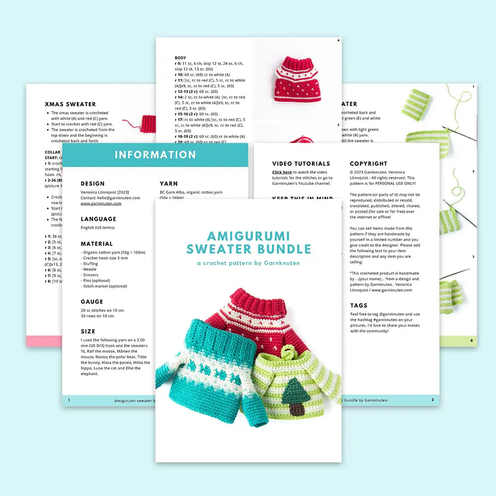 Sweater bundle | Crochet amigurumi PDF pattern