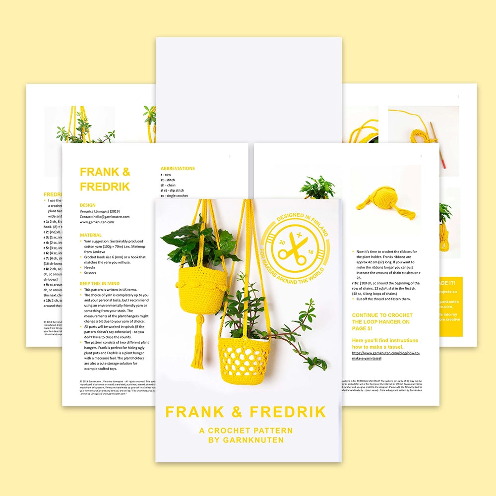 Frank & Fredrik plant hanger | Crochet PDF pattern
