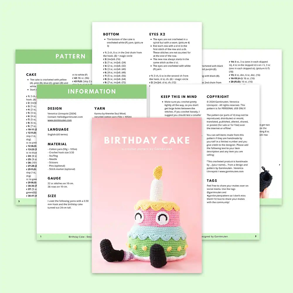 Birthday Cake | Crochet amigurumi PDF pattern