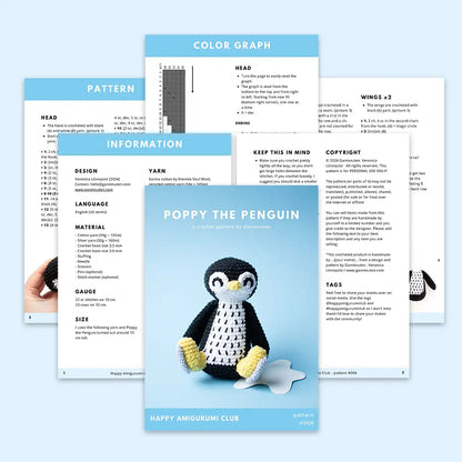 #008 Poppy the Penguin | Crochet amigurumi PDF pattern