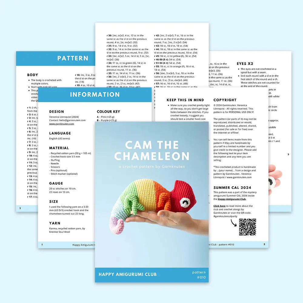 #010 Cam the Chameleon | Crochet amigurumi PDF pattern