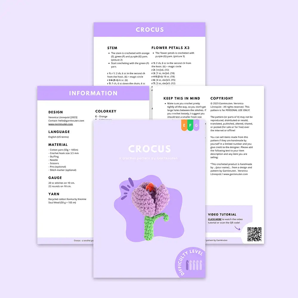 Crocus flower | Crochet amigurumi PDF pattern – garnknuten