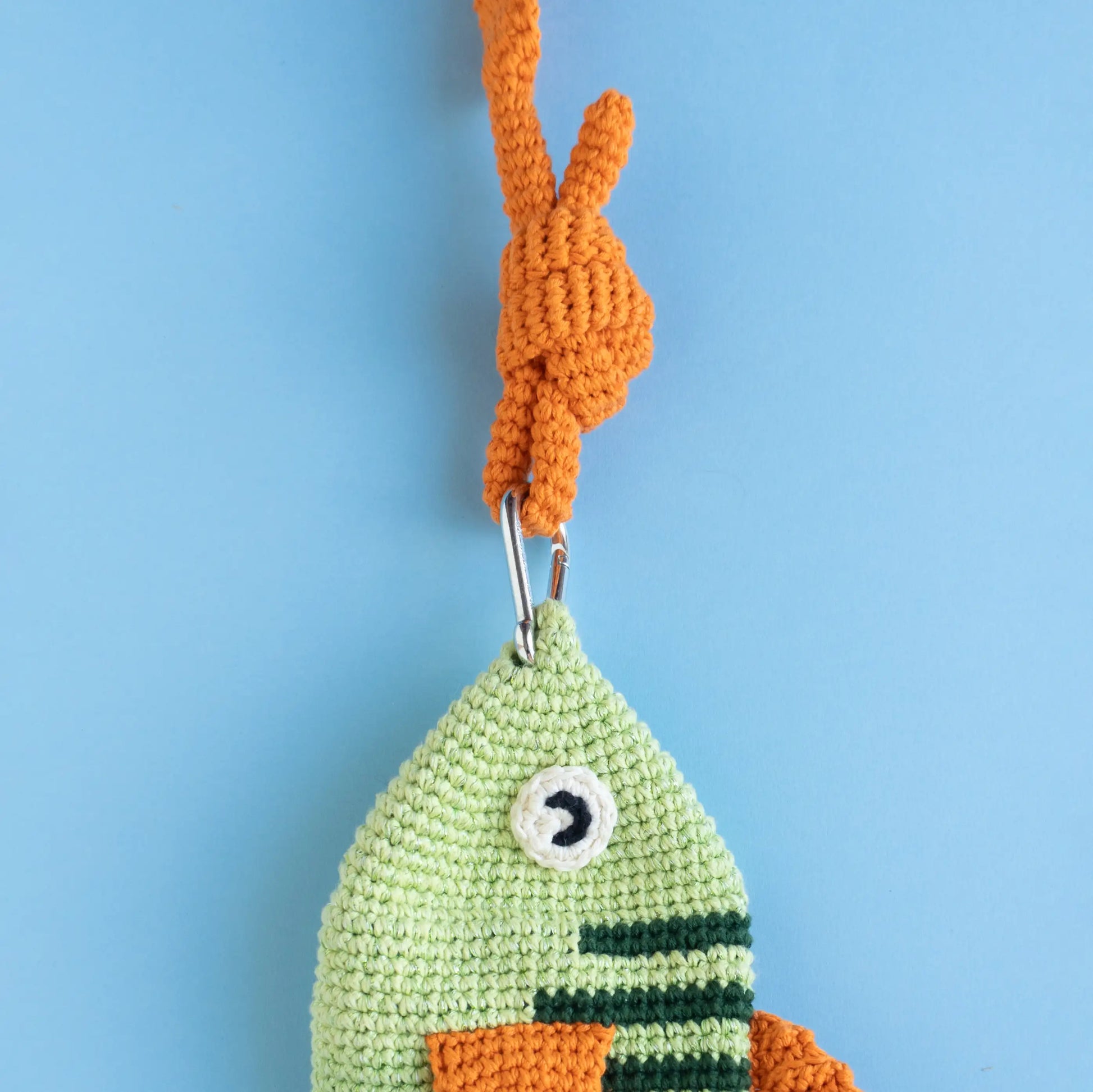 Crochet perch fish cross bosy bag pattern