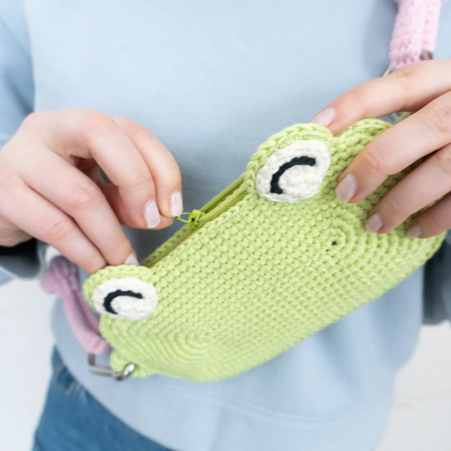 light green crochet crossbody bag