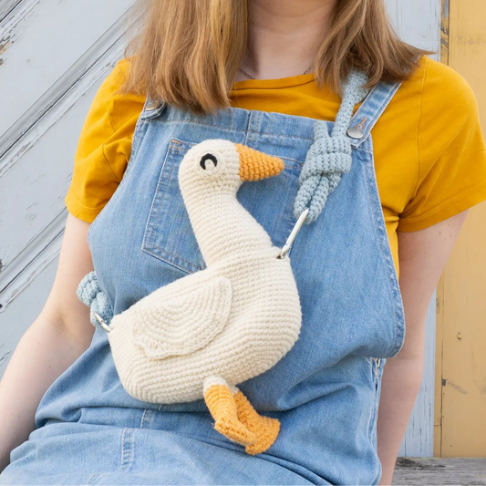 Crochet white goose bird bag PDF pattern 