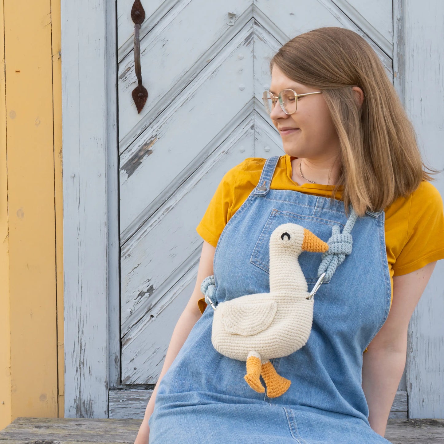 Crochet white goose bird bag PDF pattern 