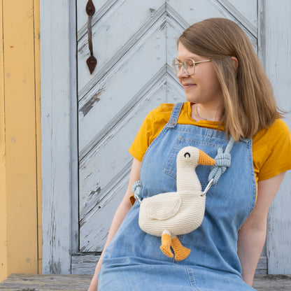 Crochet white goose bird bag PDF pattern 