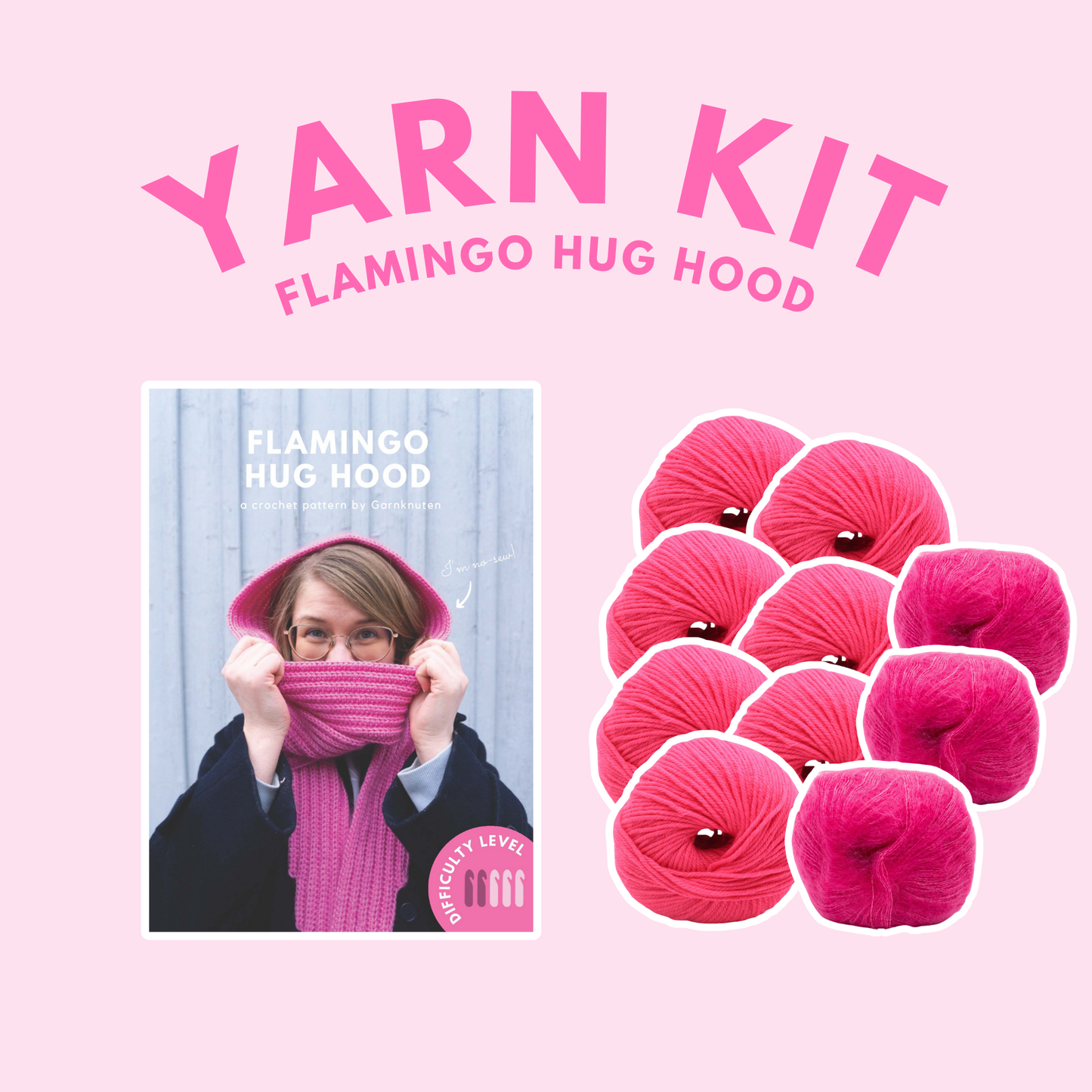 Flamingo Hug Hood | Yarn kit (pre-order)