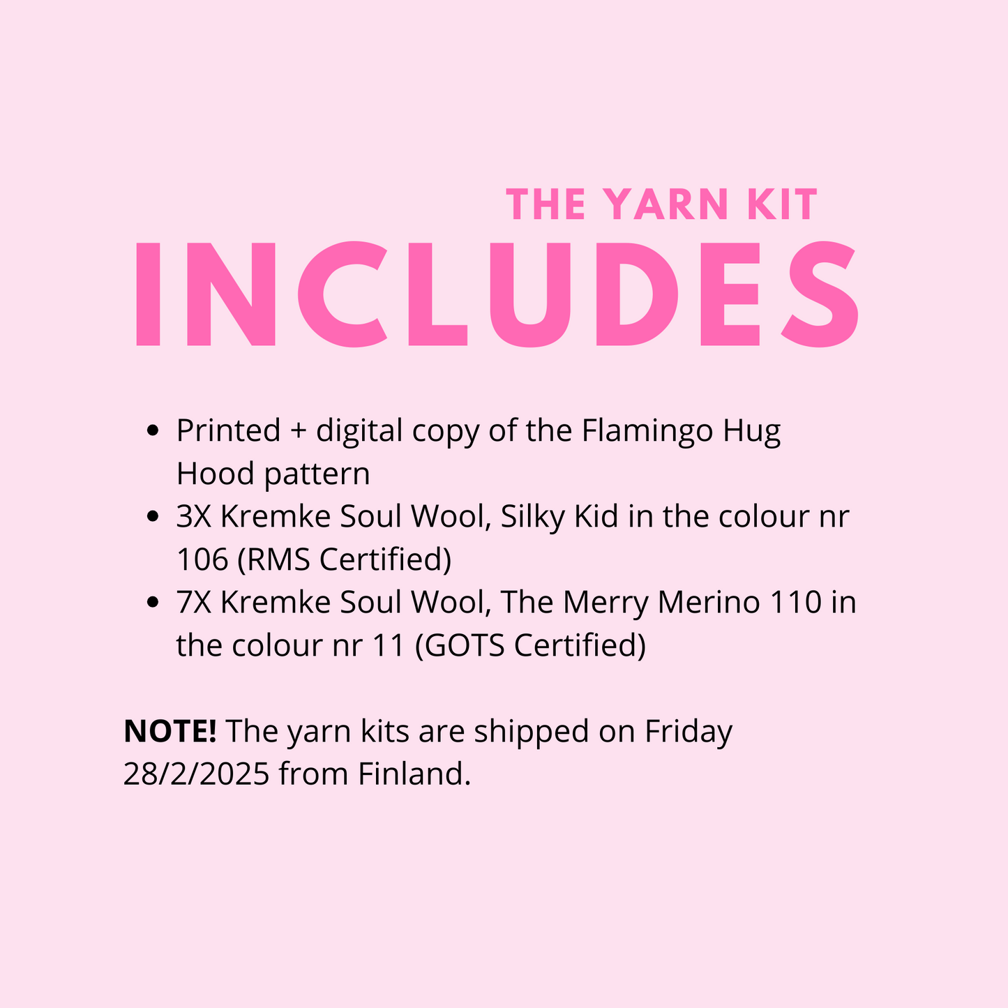 Flamingo Hug Hood | Yarn kit (pre-order)