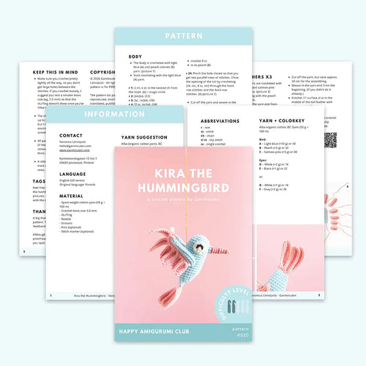 #020 Kira the Hummingbird | Crochet amigurumi PDF pattern