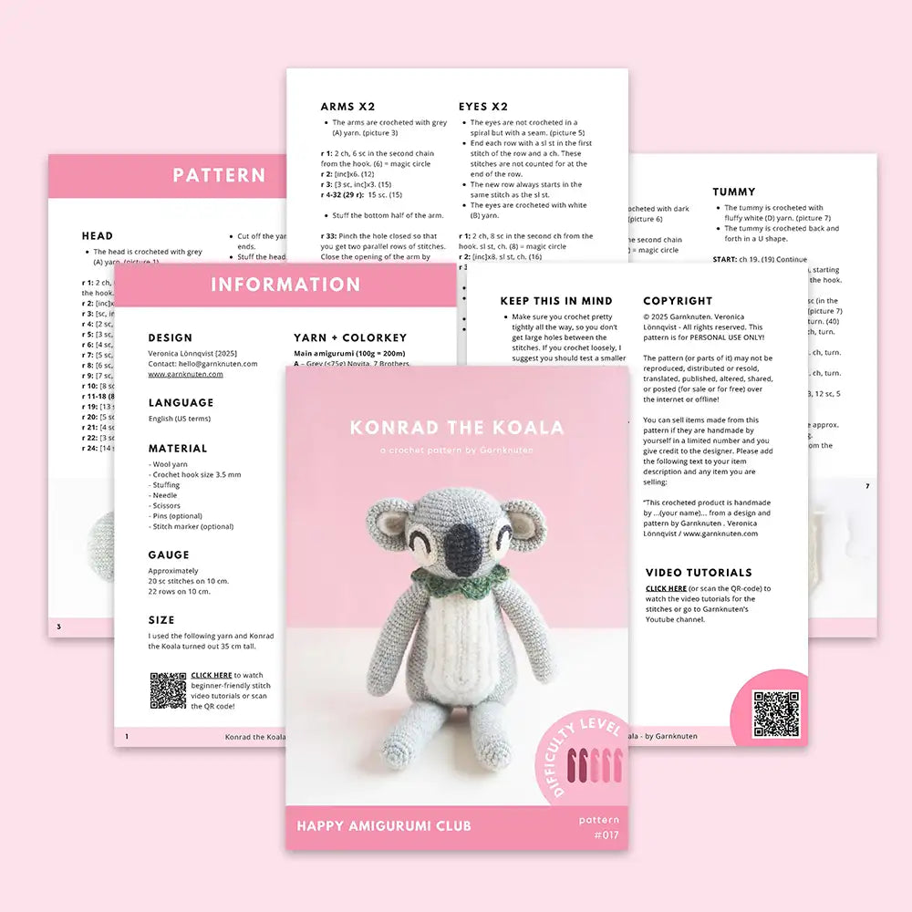 #017 Konrad the Koala | Crochet amigurumi PDF pattern