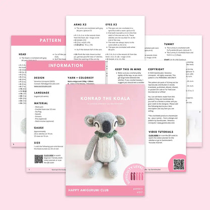 #017 Konrad the Koala | Crochet amigurumi PDF pattern