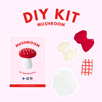 Crochet mushroom | DIY kit (Fin, Swe, & Eng)