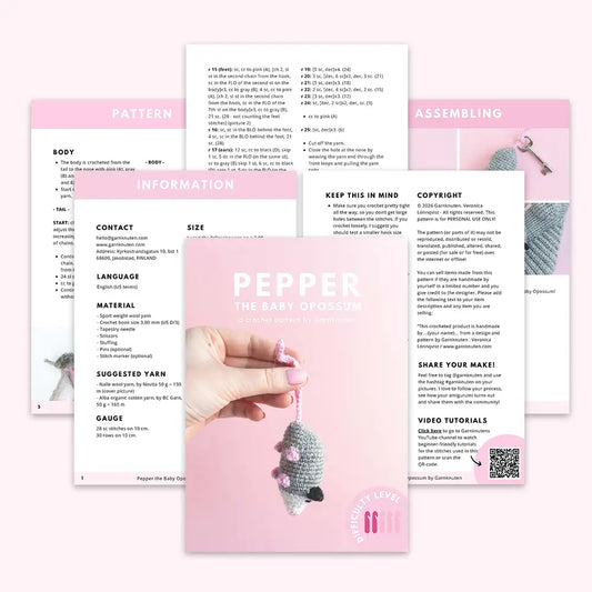 Crochet baby opossum pattern