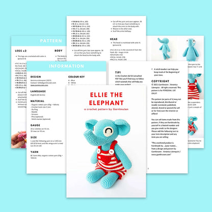 Ellie the elephant | Crochet amigurumi PDF pattern