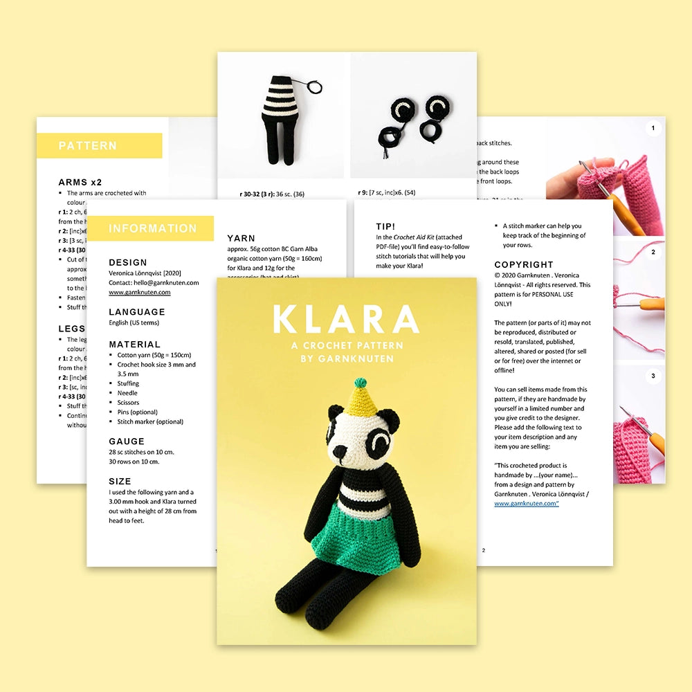 Klara the panda | crochet amigurumi PDF pattern