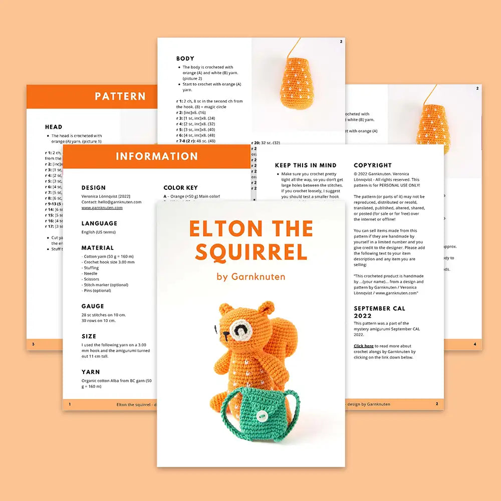 Elton the squirrel | Crochet amigurumi PDF pattern